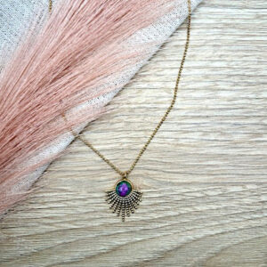 Κολιε ατσαλινη αλυσιδα με στοιχειο αχατη