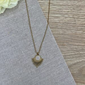 Κολιε ατσαλινη αλυσιδα με στοιχειο αχατη