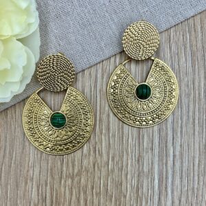 Σκουλαρικια ατσαλινα στρογγυλα με πετρες