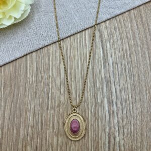 Κολιε ατσαλινη αλυσιδα με στοιχειο χαολιτη