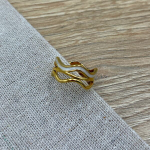 Δαχτυλιδι ατσαλινο κυμα με σμαλτο