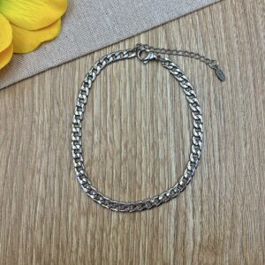 Βραχιολι ποδιου με ατσαλινη αλυσιδα