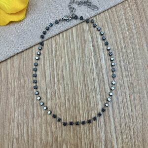 Βραχιολι ποδιου ατσαλινη αλυσιδα με αιματιτες