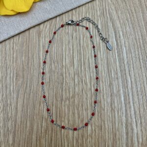 Βραχιολι ποδιου ατσαλινη αλυσιδα με σμαλτο