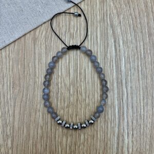 Βραχιολι αντρικο με αχατες και ατσαλινα στοιχεια