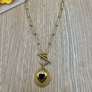 Κολιε ατσαλινη αλυσιδα με στρογγυλο στοιχειο