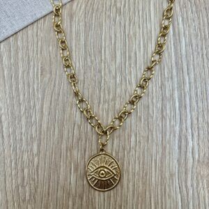 Κολιε ατσαλινη αλυσιδα με ματι