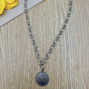 Κολιε ατσαλινη αλυσιδα με ματι