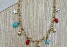 Κολιε αλυσιδα ατσαλινη με στοιχεια και πετρες