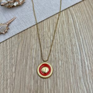 Κολιέ Ατσάλινη Αλυσίδα Με Ατσάλινο Στοιχείο Κοραλί