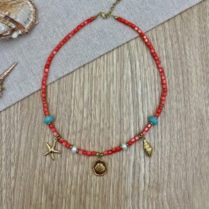 Κολιέ Από Φίλντισι Και Κρεμαστά Ατσάλινα Στοιχεία