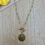 Κολιε ατσαλινη αλυσιδα με στρογγυλο στοιχειο