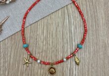 Κολιέ Από Φίλντισι Και Κρεμαστά Ατσάλινα Στοιχεία